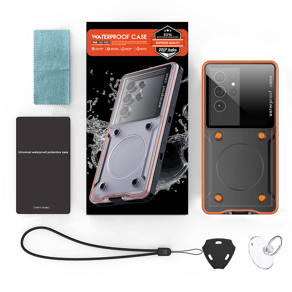 Universal 6.9" Waterproof Zore Voter Cover Black with Anti-Knock Airbag Design