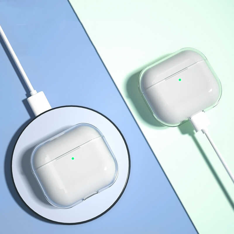 Apple Airpods 3. Nesil Kılıf Şeffaf Sert Kristal Zore Airbag 14 Kılıf Renksiz
