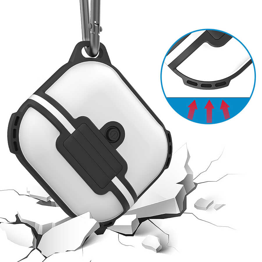 Apple Airpods 3. Nesil Zore Airbag 16 Silikon 1-1 Su Geçirmez Kılıf Siyah