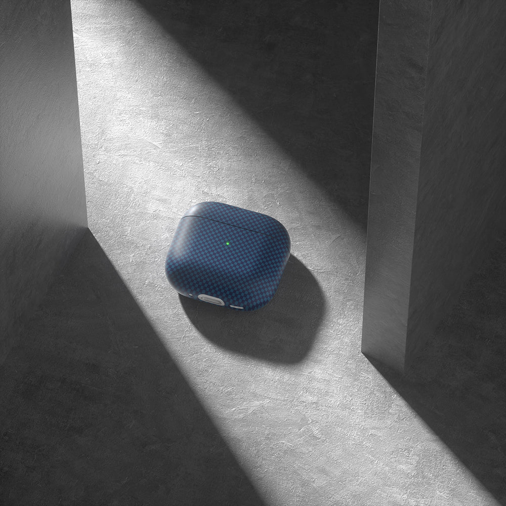Apple Airpods 4 Zore Airbag 43 600D Carbon Fiber Headphone Case Navy Blue