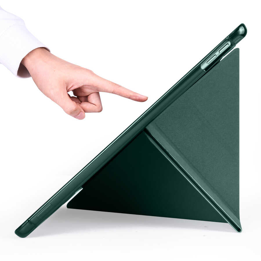 Apple iPad 10.2 2021 (9.Nesil) Kılıf Zore Tri Folding Kalem Bölmeli Standlı Kılıf Lila