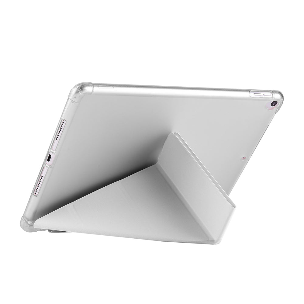 Apple iPad 10.2 2021 (9.Nesil) Kılıf Zore Tri Folding Kalem Bölmeli Standlı Kılıf Gri