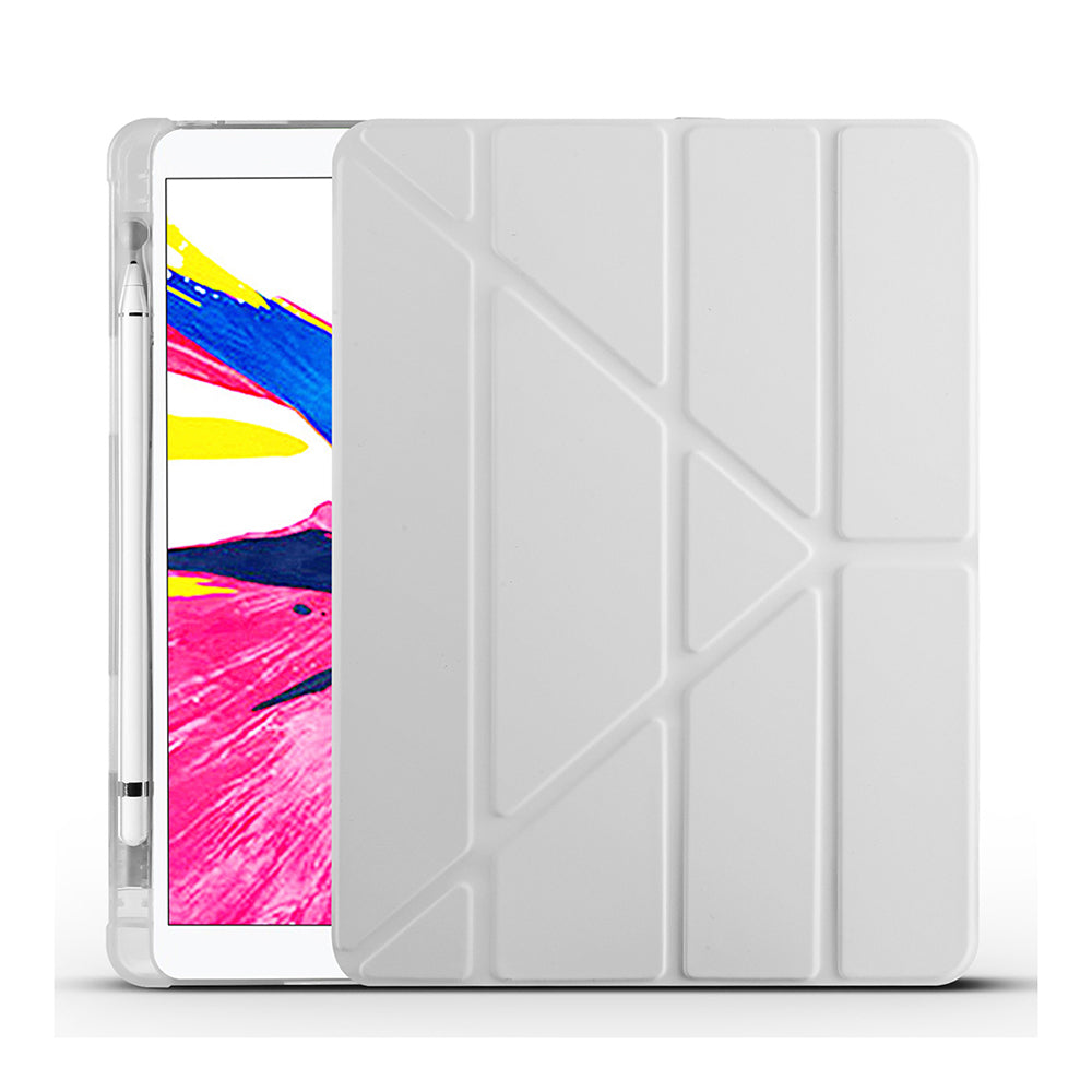 Apple iPad 10.2 2021 (9.Nesil) Kılıf Zore Tri Folding Kalem Bölmeli Standlı Kılıf Lila