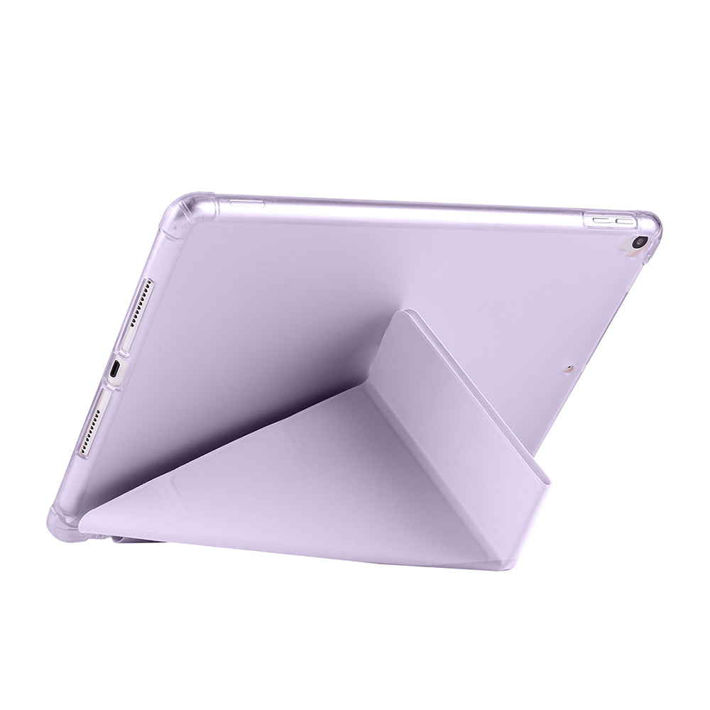 Apple iPad 10.2 2021 (9.Nesil) Kılıf Zore Tri Folding Kalem Bölmeli Standlı Kılıf Gri