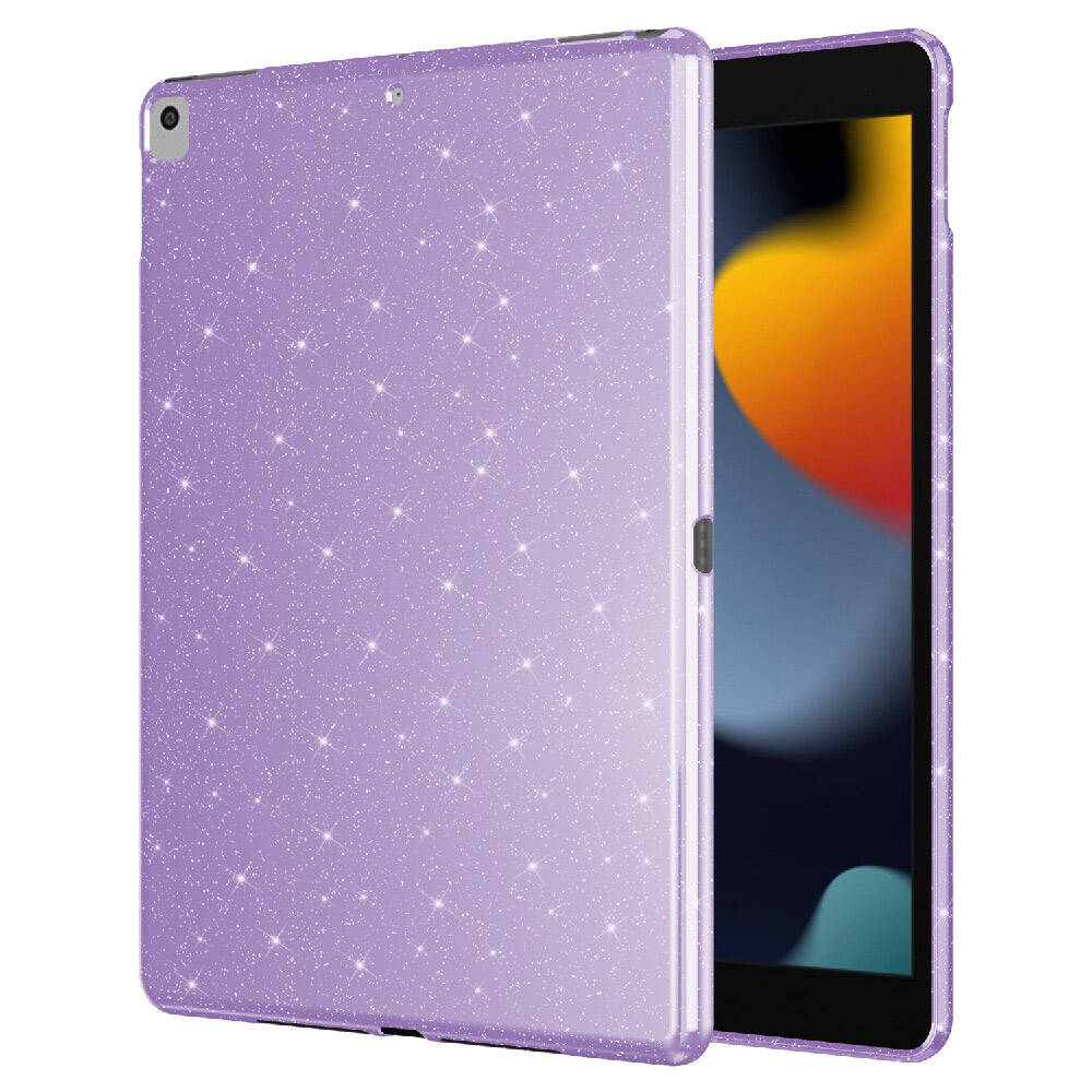 Apple iPad 10.2 2021 (9.Nesil) Simli Parlak Görünümlü Zore Tablet Koton Kılıf Lila