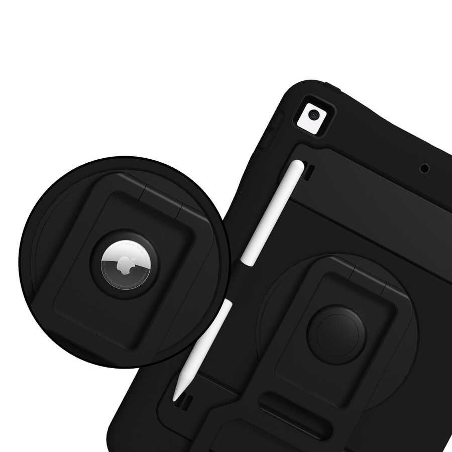 Apple iPad 10.2 2021 (9.Nesil) Zore Yeni Nesil Kalem Bölmeli Defender Tablet Silikon Siyah