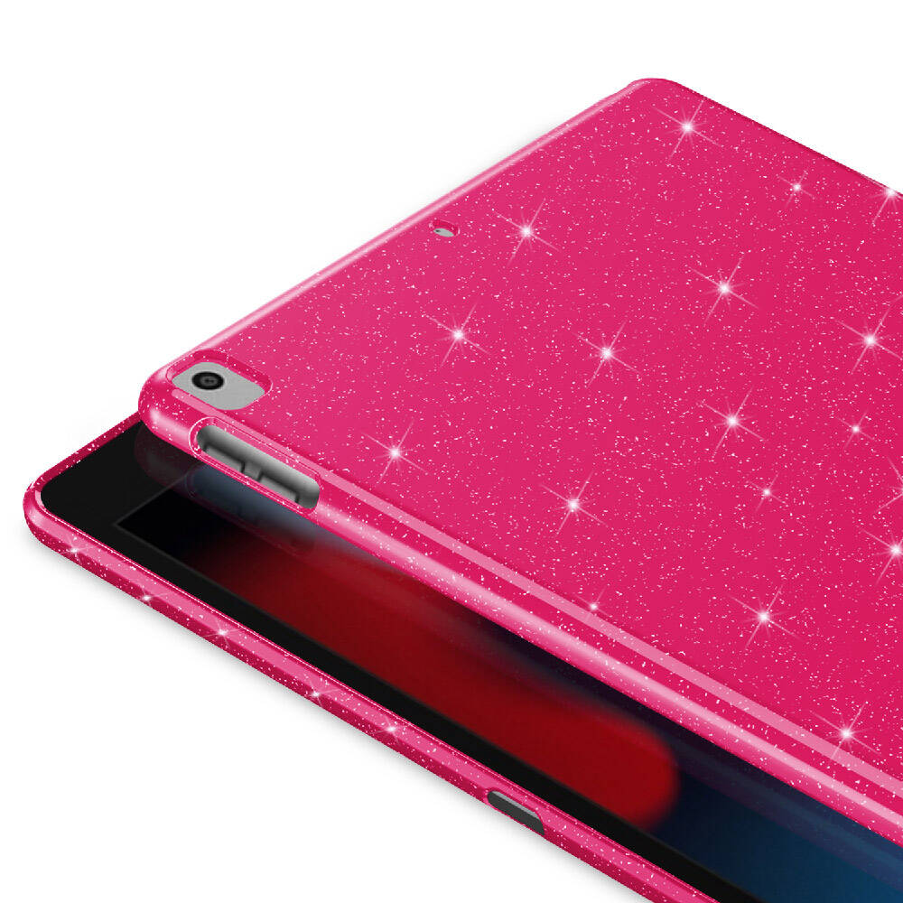 Apple iPad 10.2 (8th Generation) Glittery Shiny Zore Tablet Cotton Case Silver