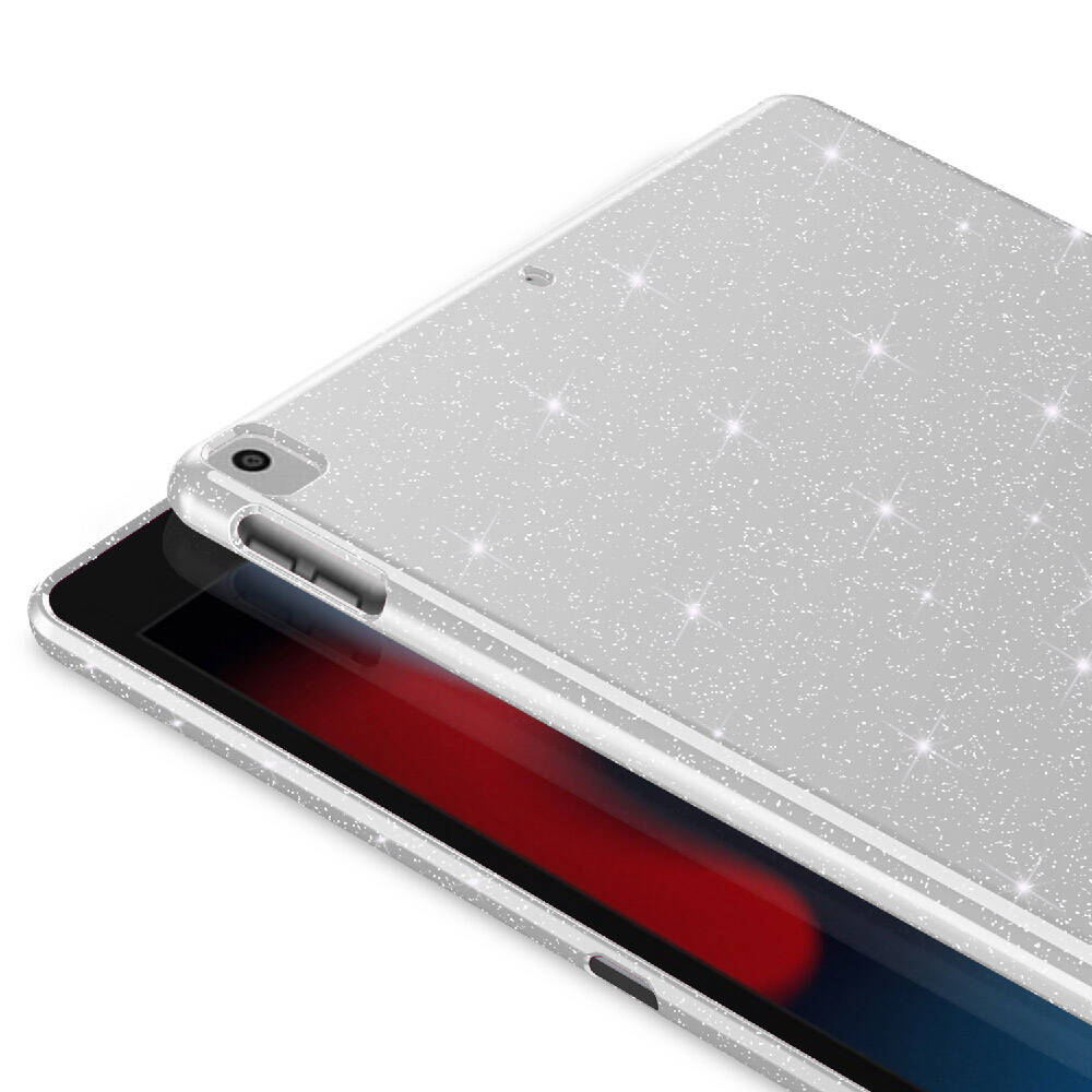 Apple iPad 10.2 (8th Generation) Glittery Shiny Zore Tablet Cotton Case Silver