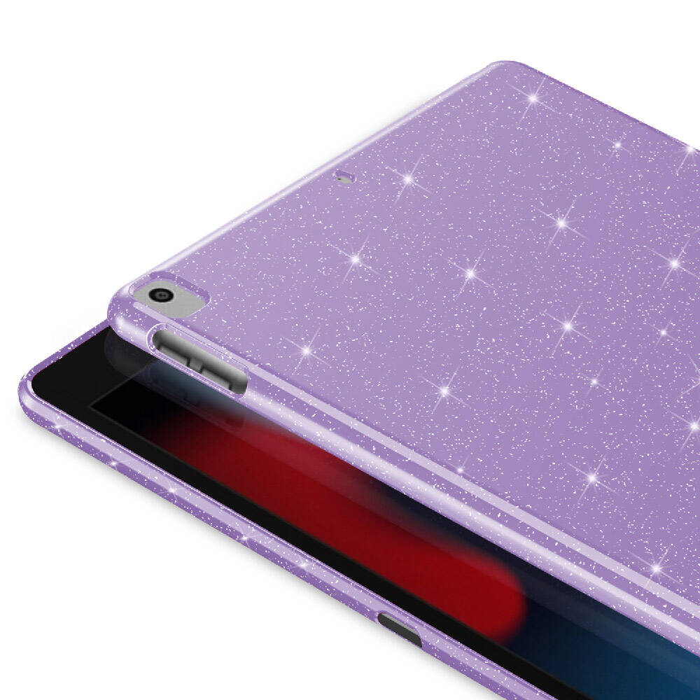 Apple iPad 10.2 (8th Generation) Glittery Shiny Zore Tablet Cotton Case Silver