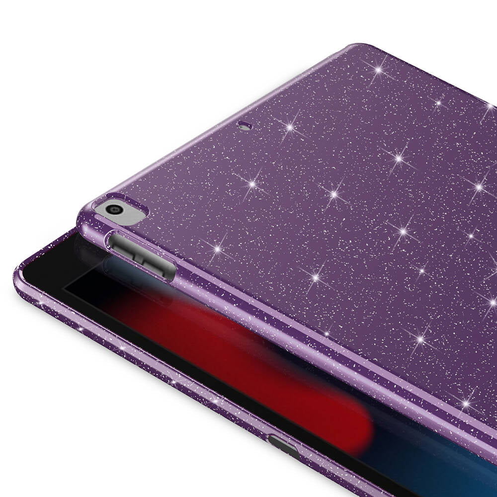 Apple iPad 10.2 (8th Generation) Glittery Shiny Zore Tablet Cotton Case Silver