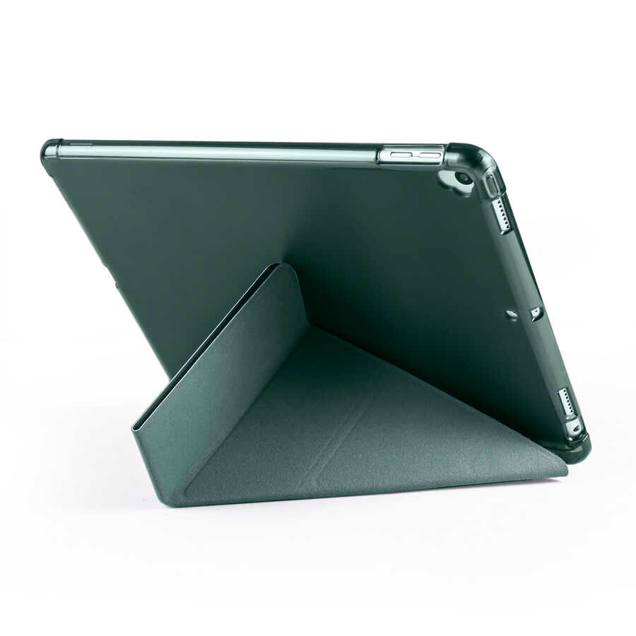 Apple iPad 10.2 (8.Nesil) Kılıf Zore Tri Folding Kalem Bölmeli Standlı Kılıf Gri