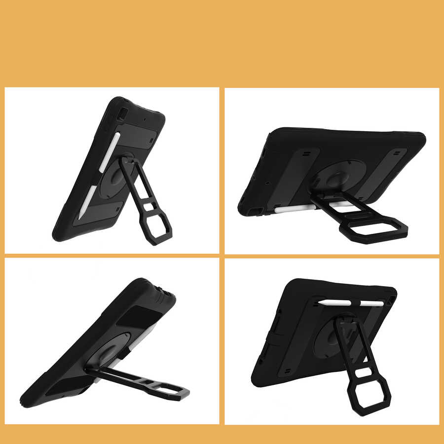 Apple iPad 10.2 (8.Nesil) Zore Yeni Nesil Kalem Bölmeli Defender Tablet Silikon Siyah