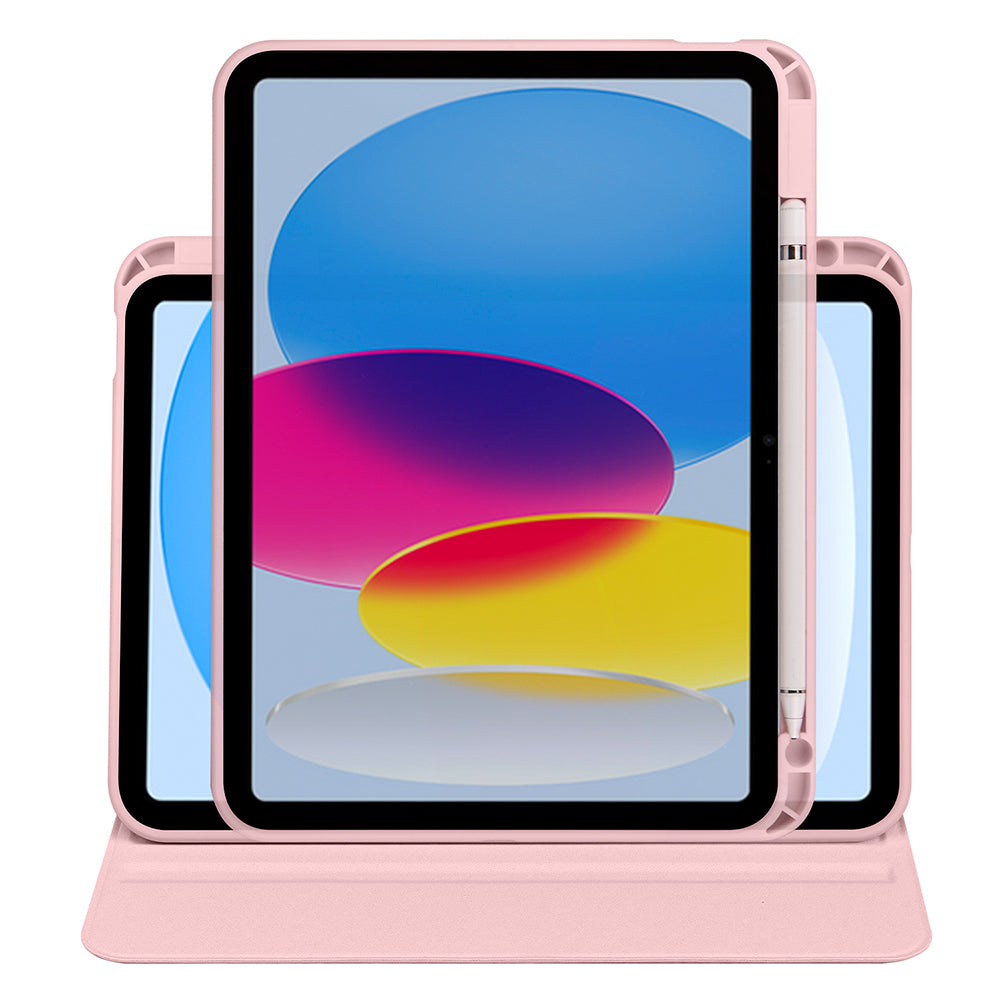Apple iPad 10.9 2022 (10.Nesil) Kılıf Zore Termik Kalem Bölmeli Dönebilen Standlı Kılıf Pembe