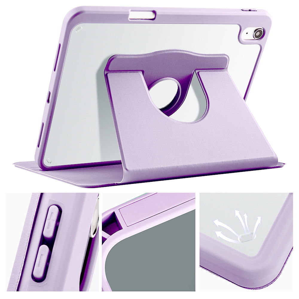 Apple iPad 10.9 2022 (10.Nesil) Kılıf Zore Termik Kalem Bölmeli Dönebilen Standlı Kılıf Lavendery Gray