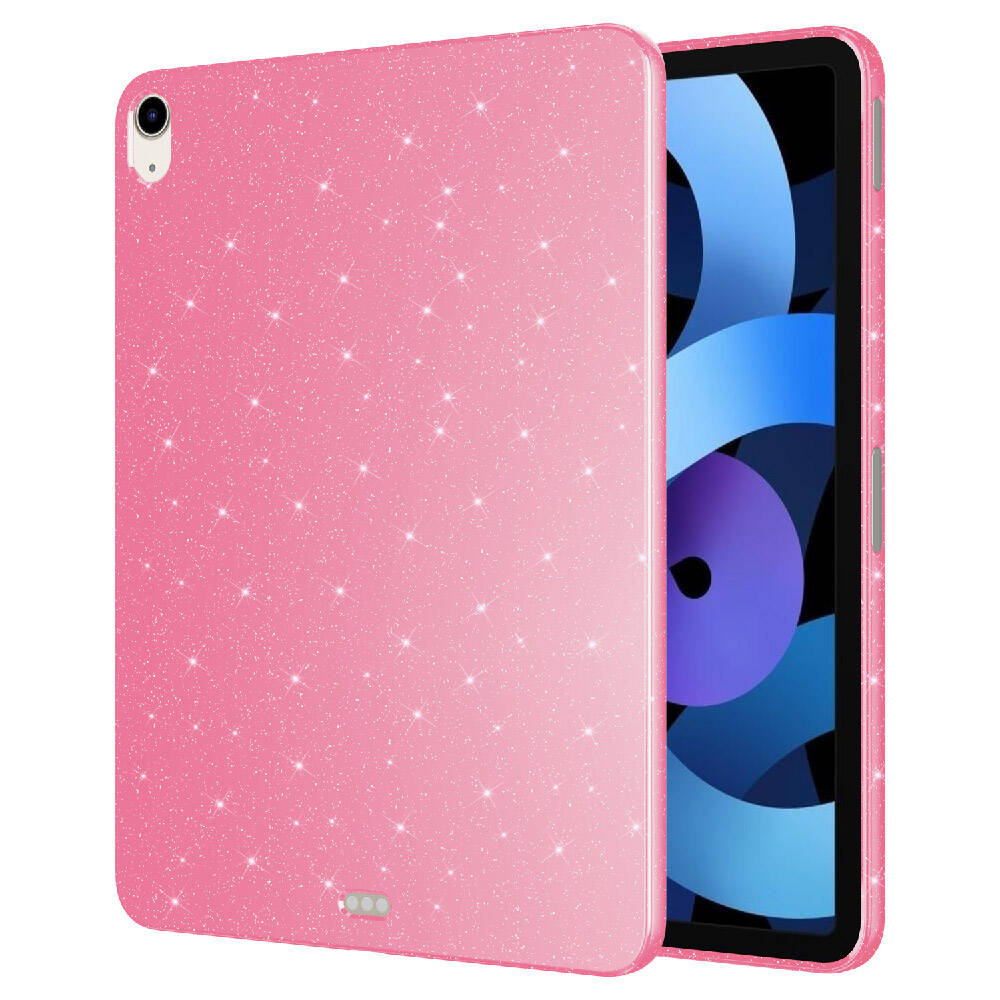 Apple iPad Air 10.9 2020 (4 Nesil) Simli Parlak Görünümlü Zore Tablet Koton Kılıf Pembe