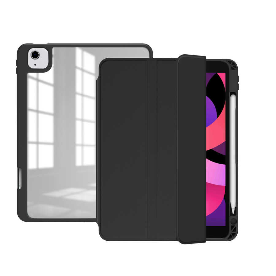 Apple iPad Air 10.9 2020 (4.Nesil) Kılıf Zore Nort Arkası Şeffaf Standlı Kılıf Mavi Açık