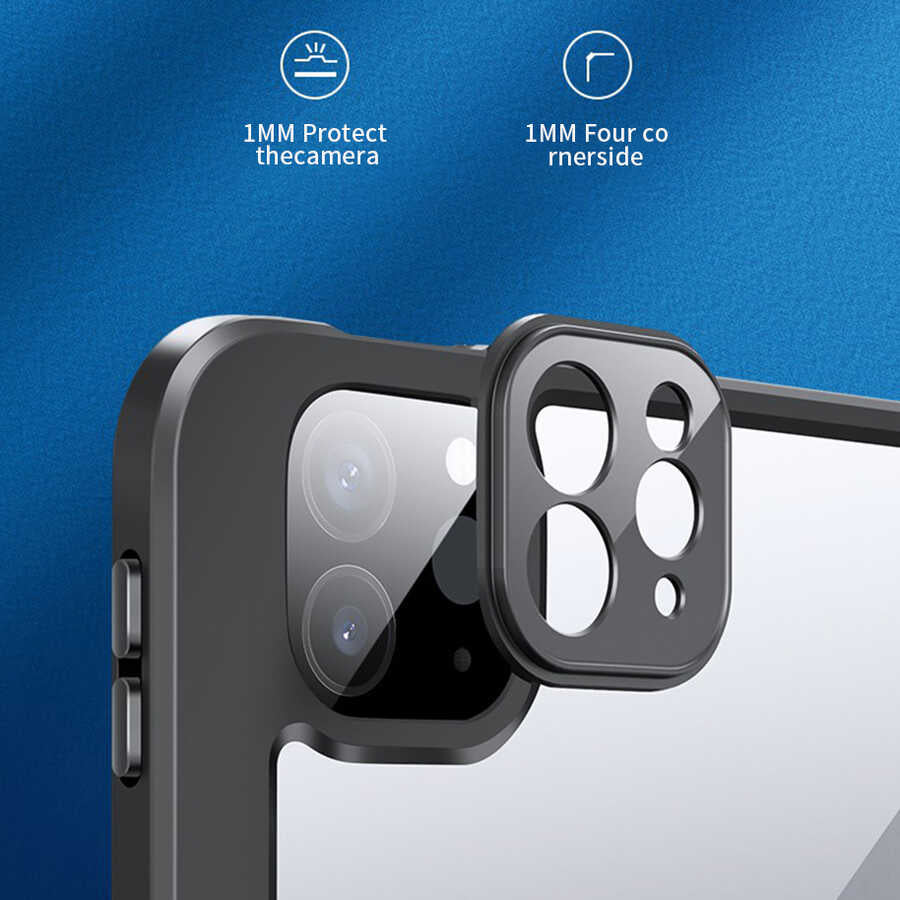 Apple iPad Air 10.9 2022 (5.Nesil) Kılıf Zore Nort Arkası Şeffaf Standlı Kılıf Siyah