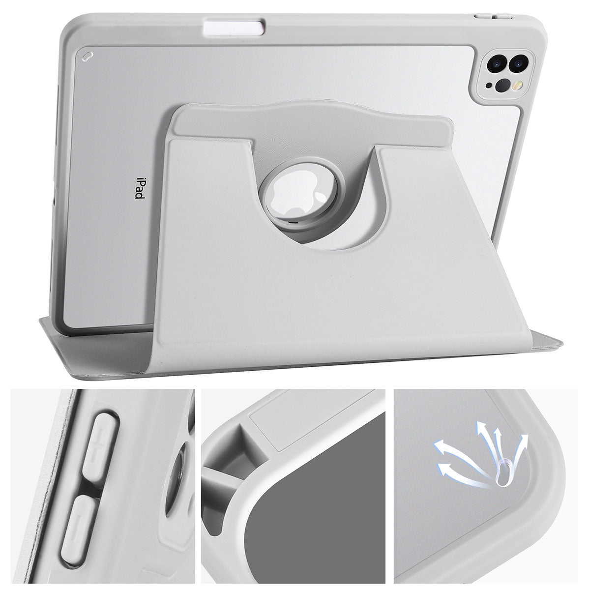 Apple iPad Air 10.9 2022 (5.Nesil) Kılıf Zore Termik Kalem Bölmeli Dönebilen Standlı Kılıf Açık Yeşil