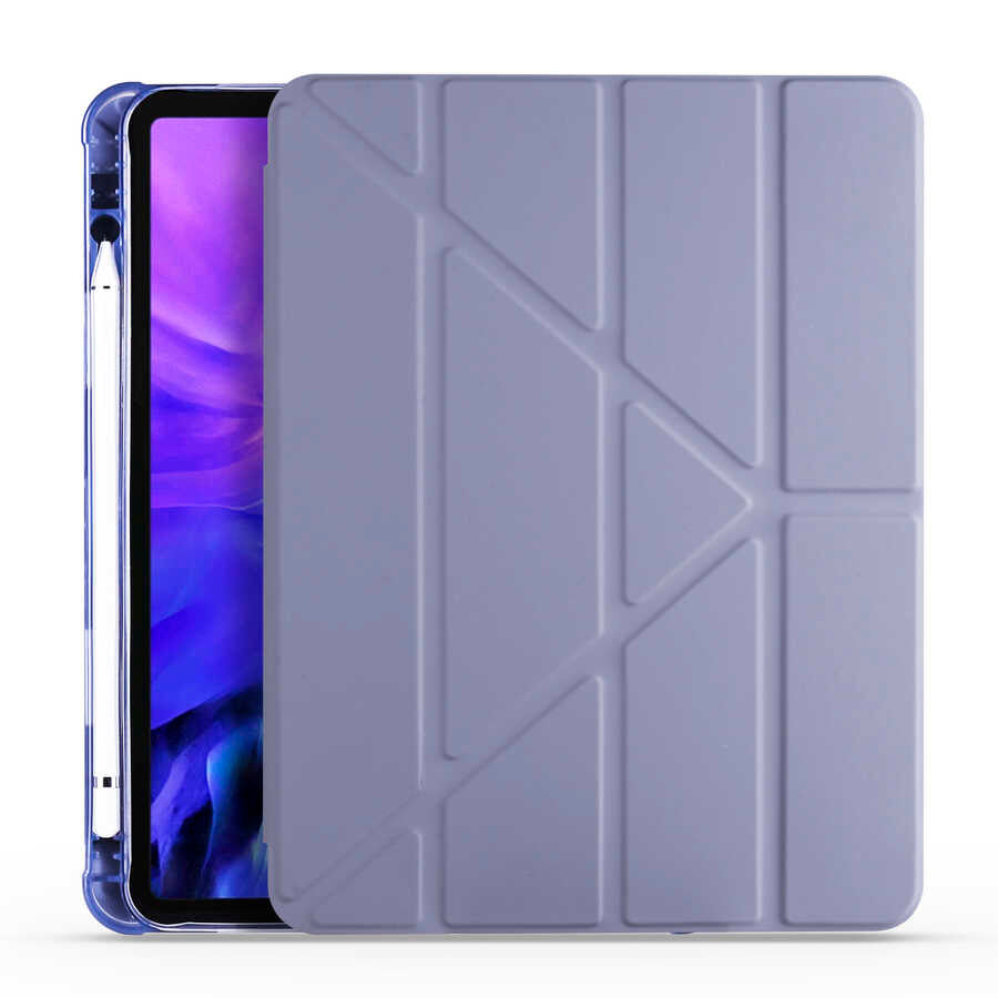 Apple iPad Air 10.9 2022 (5.Nesil) Kılıf Zore Tri Folding Kalem Bölmeli Standlı Kılıf Açık Yeşil