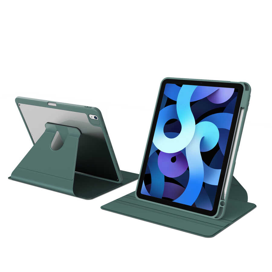 Apple iPad Air 11 2024 Kılıf Zore Nayn Dönebilen Standlı Kılıf Koyu Yeşil