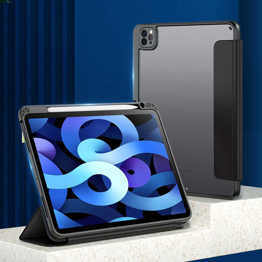 Apple iPad Air 11 2024 Kılıf Zore Nort Arkası Şeffaf Standlı Kılıf Lacivert
