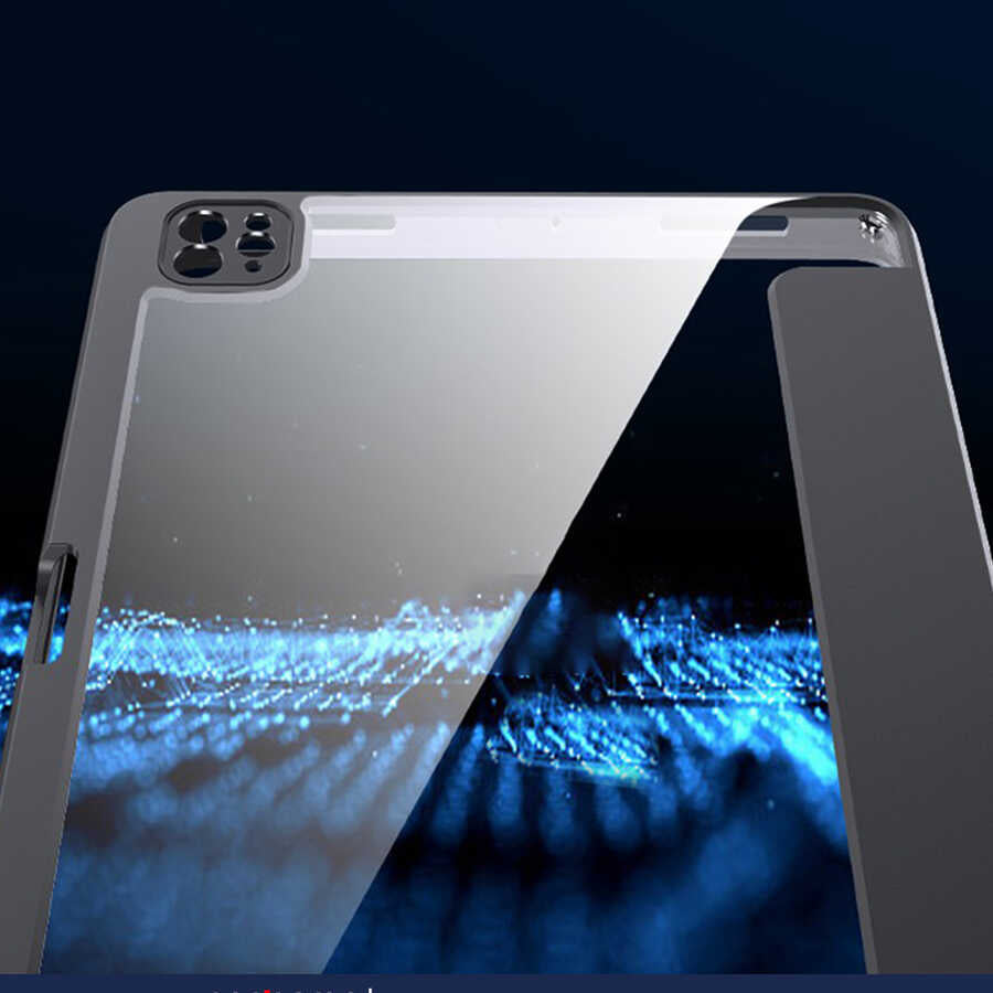 Apple iPad Air 11 2024 Kılıf Zore Nort Arkası Şeffaf Standlı Kılıf Mavi Açık