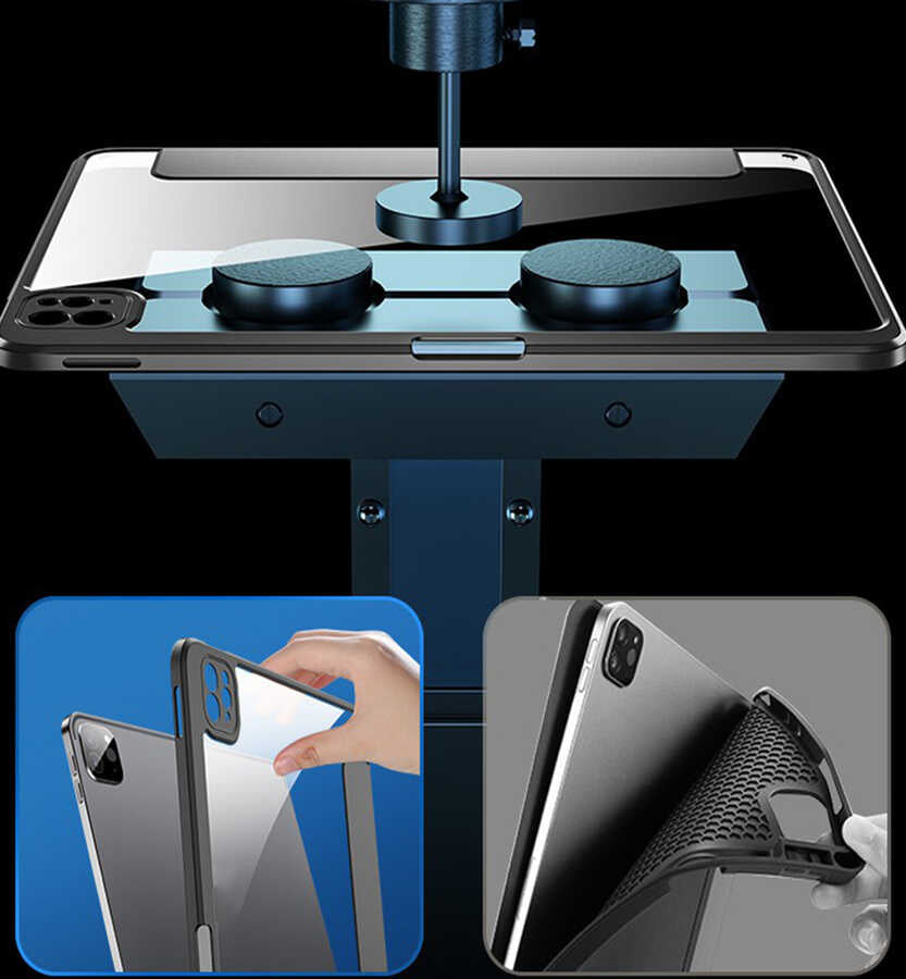 Apple iPad Air 11 2024 Kılıf Zore Nort Arkası Şeffaf Standlı Kılıf Lacivert