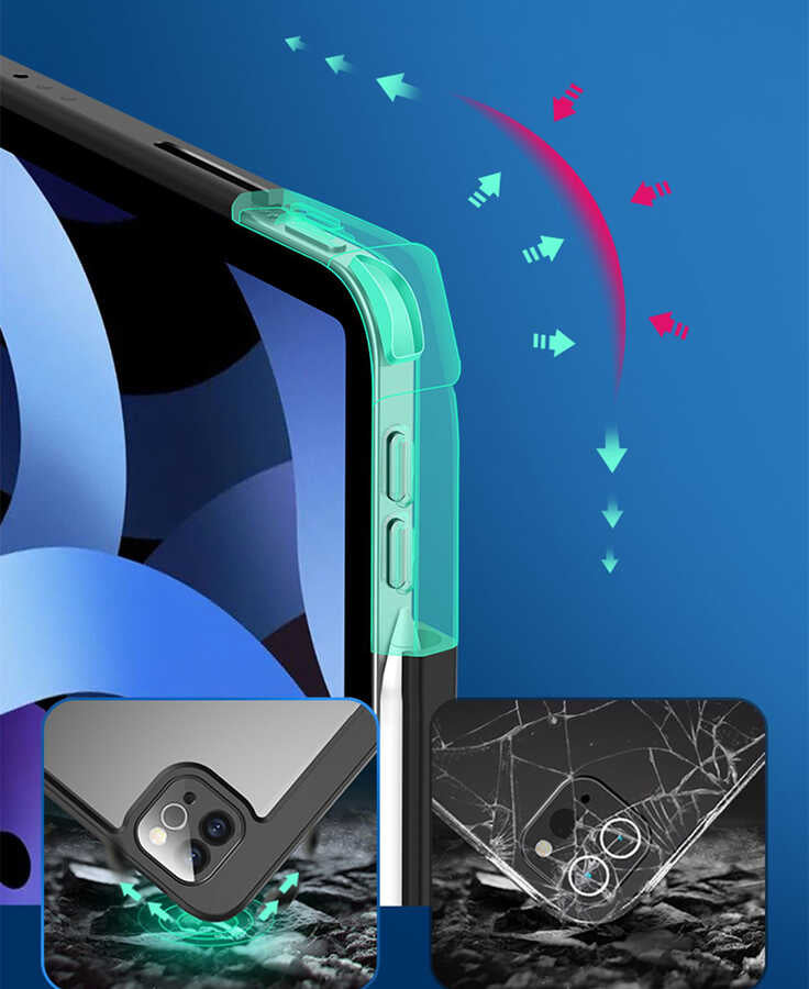 Apple iPad Air 11 2024 Kılıf Zore Nort Arkası Şeffaf Standlı Kılıf Mavi Açık