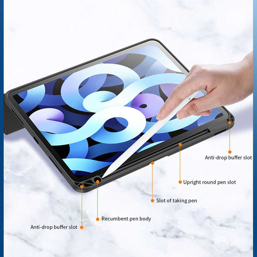 Apple iPad Air 11 2024 Kılıf Zore Nort Arkası Şeffaf Standlı Kılıf Lacivert