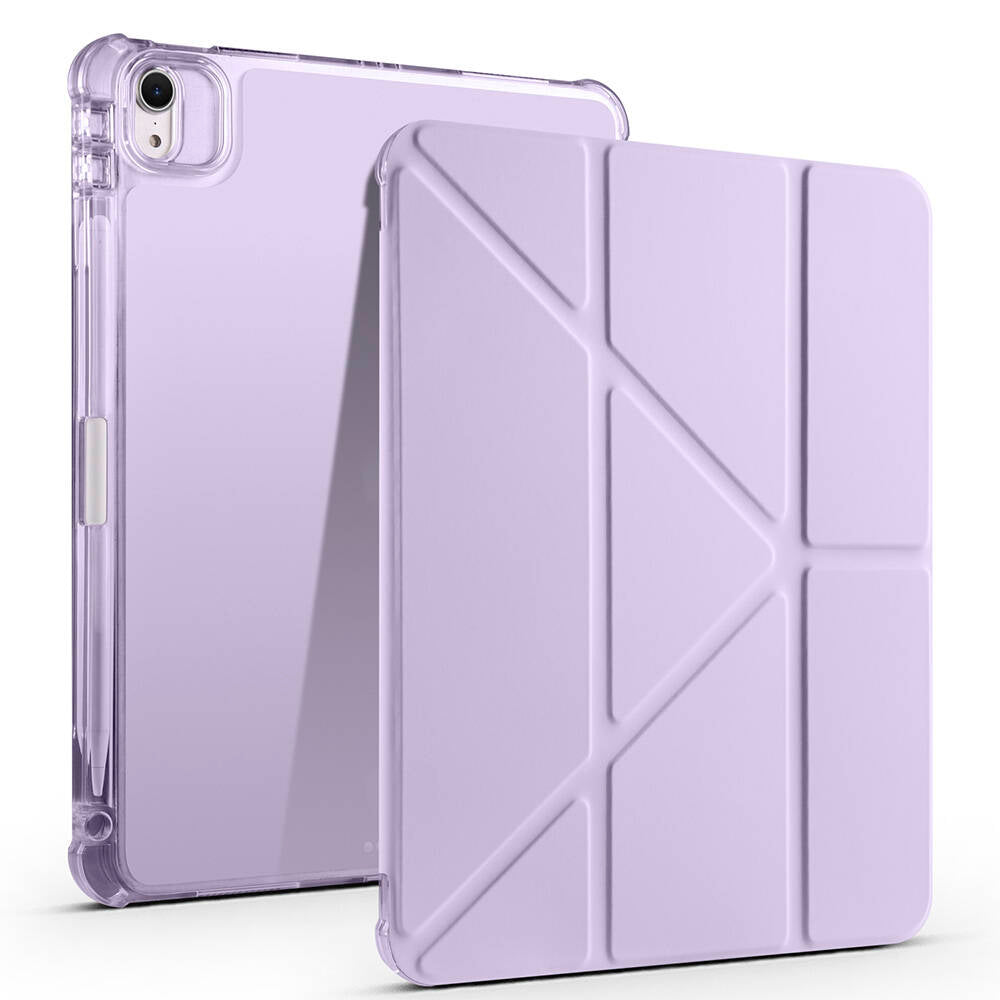 Apple iPad Air 11 2024 Kılıf Zore Tri Folding Kalem Bölmeli Standlı Kılıf Lila