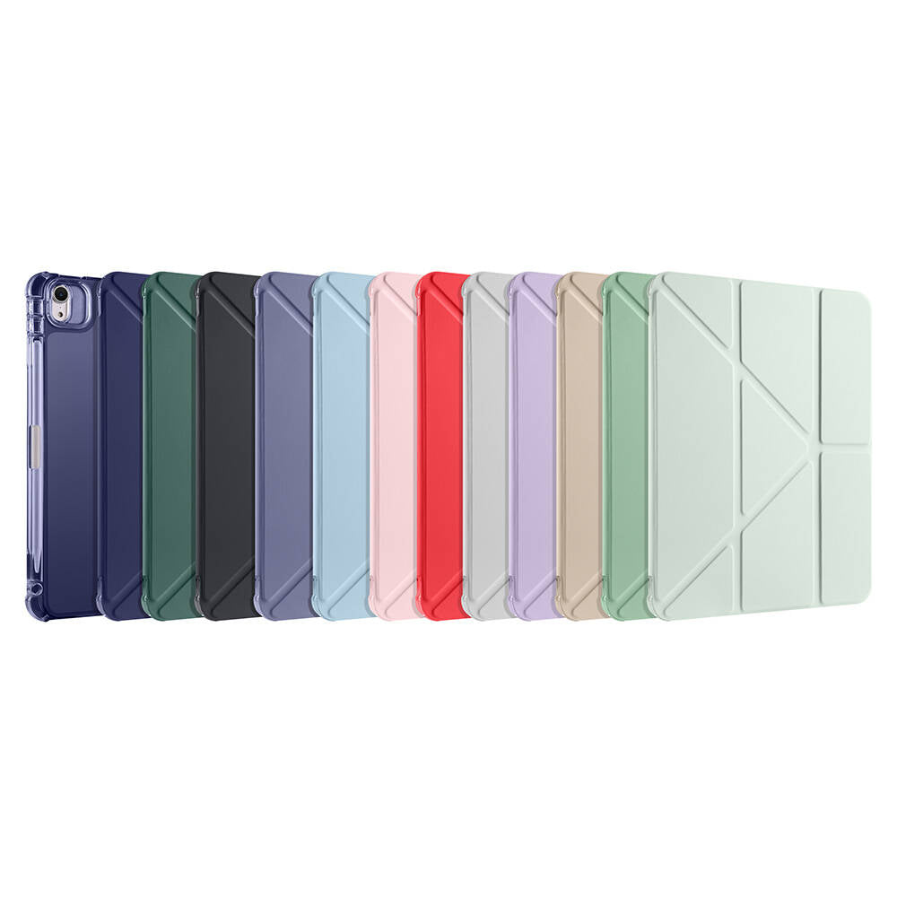 Apple iPad Air 11 2024 Kılıf Zore Tri Folding Kalem Bölmeli Standlı Kılıf Kırmızı