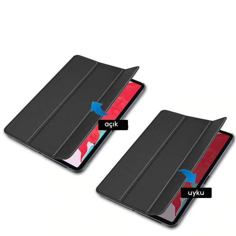 Apple iPad Air 11 2024 Zore Smart Cover Standlı 1-1 Kılıf Siyah
