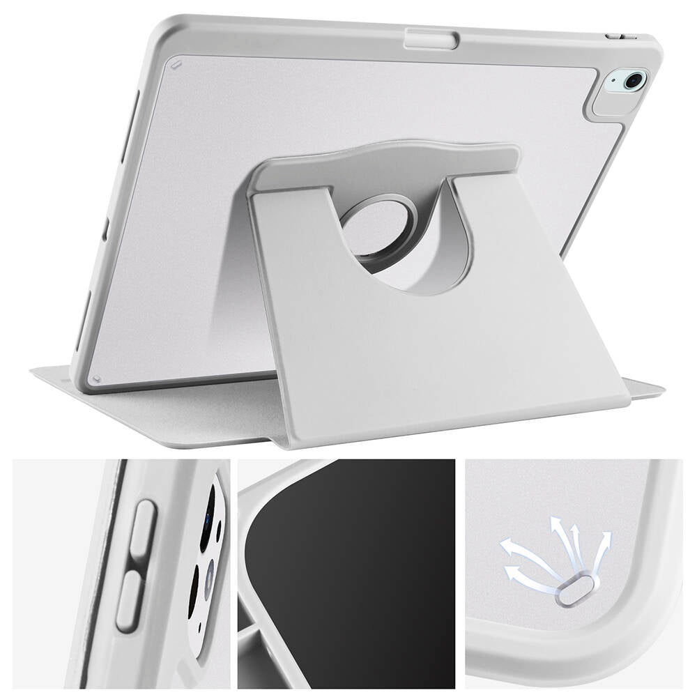 Apple iPad Air 13 2025 M3 Kılıf Zore Termik Kalem Bölmeli Dönebilen Standlı Kılıf Koyu Yeşil