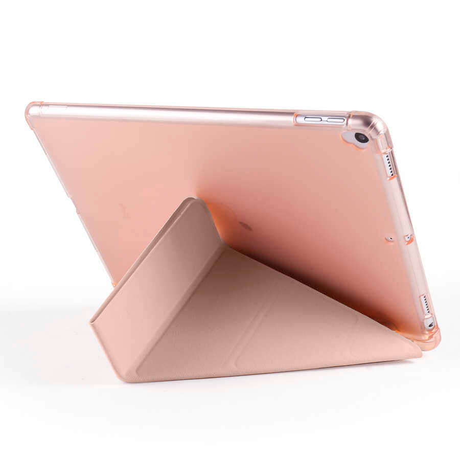 Apple iPad Pro 10.5 (7.Nesil) Kılıf Zore Tri Folding Kalem Bölmeli Standlı Kılıf Gri