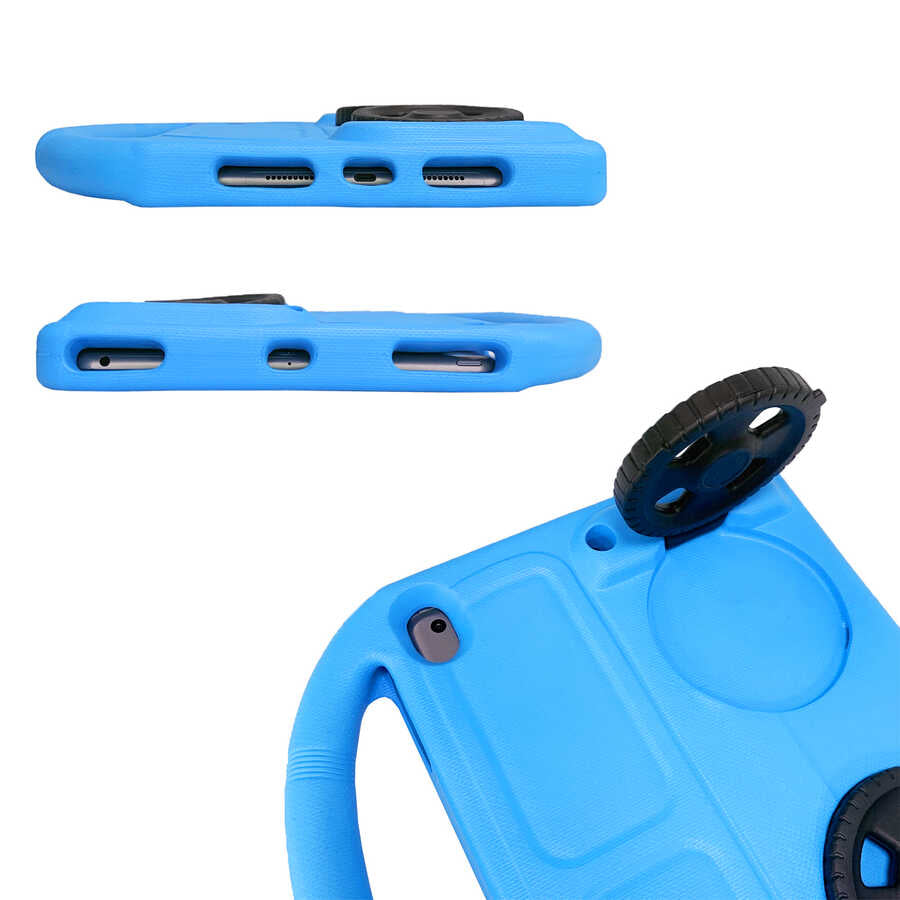 Apple iPad Pro 10.5 (7.Nesil) Zore Wheel Car Tekerlek Standlı Tablet Eva Silikon Kılıf Kırmızı