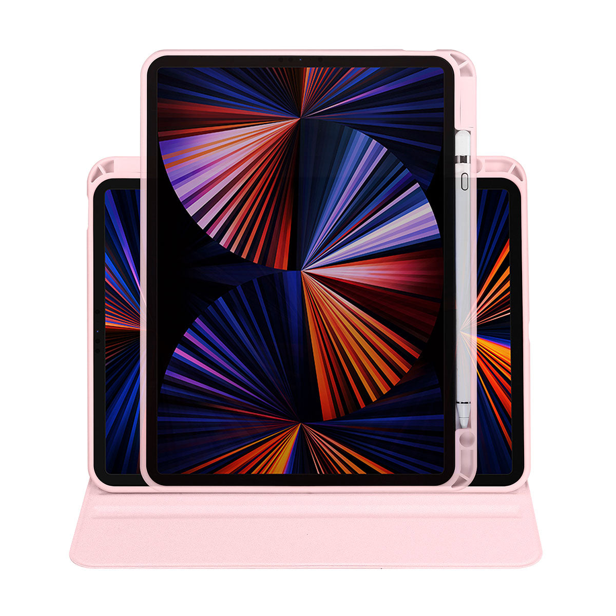 Apple iPad Pro 11 2018 Kılıf Zore Termik Kalem Bölmeli Dönebilen Standlı Kılıf Pembe