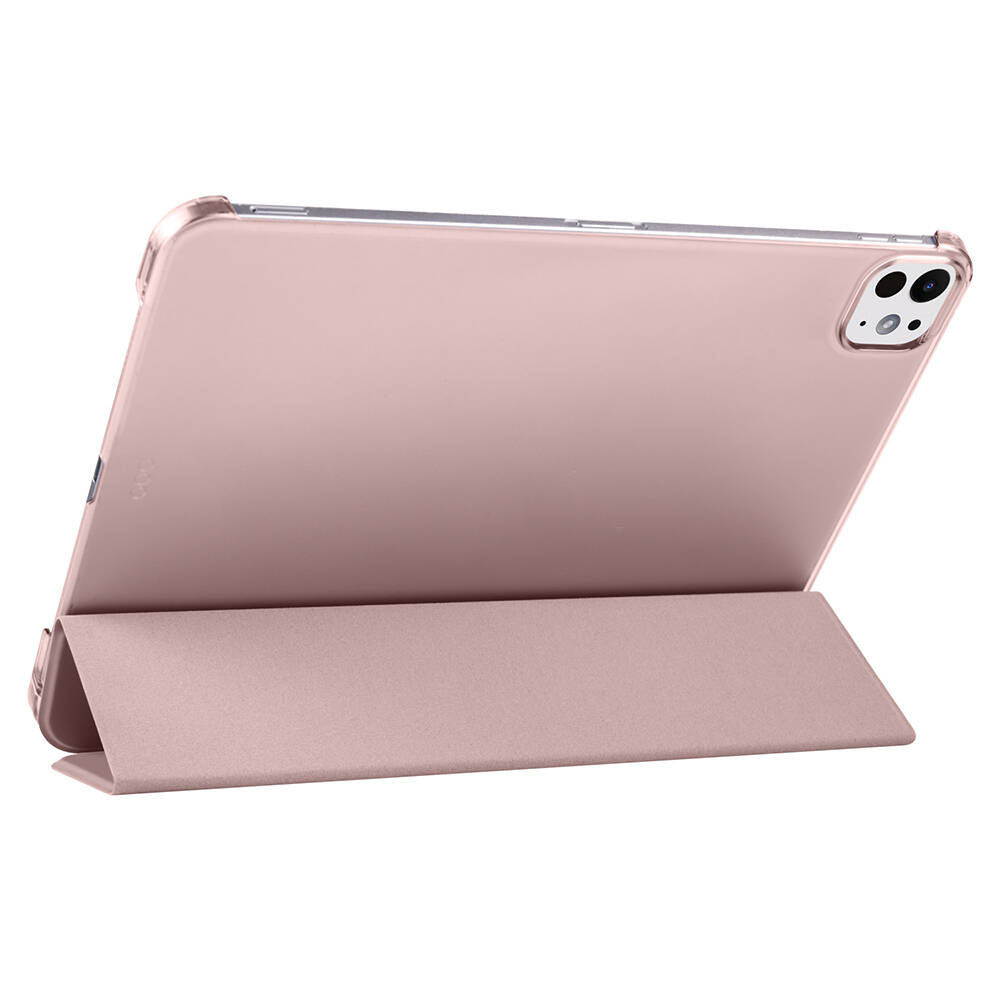 Apple iPad Pro 11 2024 Zore Smart Cover Kalem Bölmeli Standlı 1-1 Kılıf Pembe Koyu