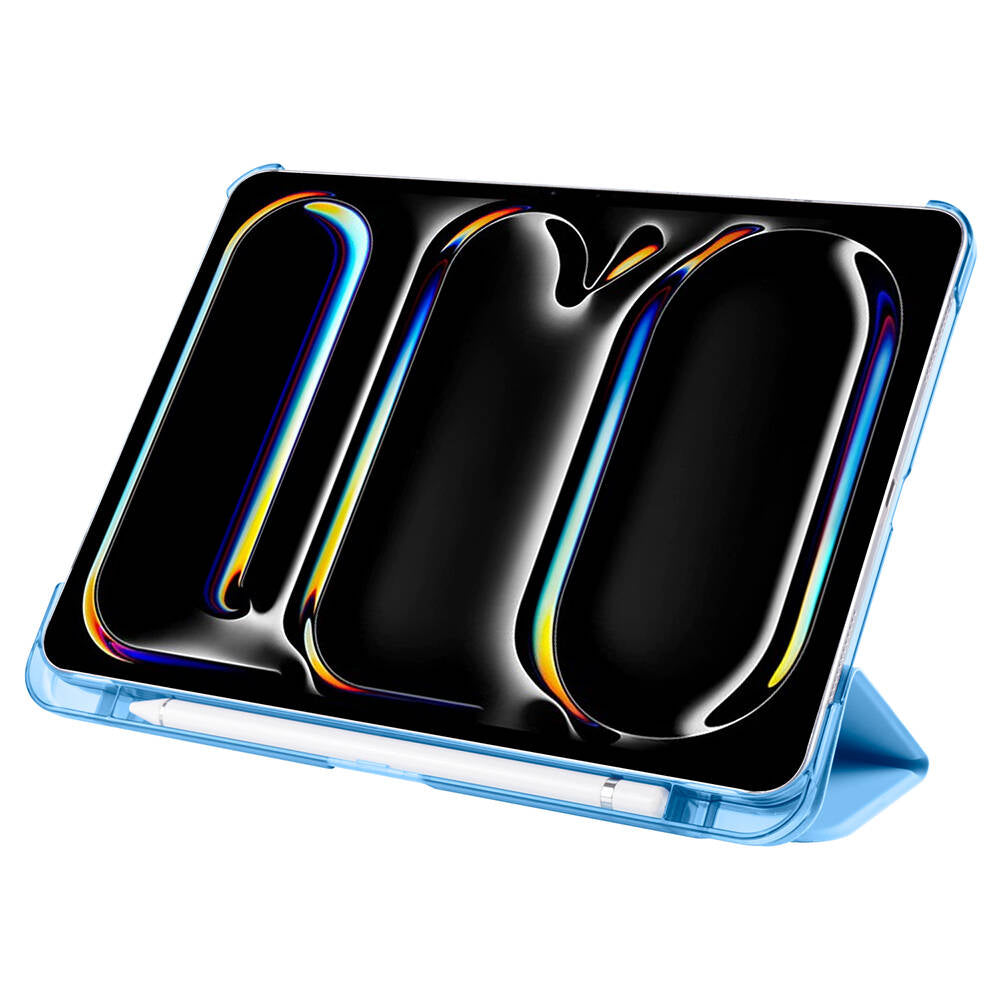 Apple iPad Pro 11 2024 Zore Smart Cover Kalem Bölmeli Standlı 1-1 Kılıf Mavi