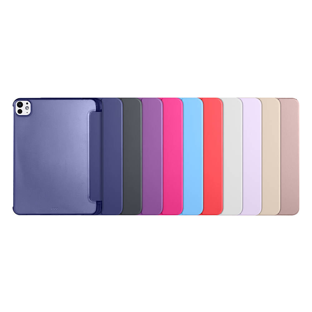 Apple iPad Pro 11 2024 Zore Smart Cover Kalem Bölmeli Standlı 1-1 Kılıf Pembe Koyu