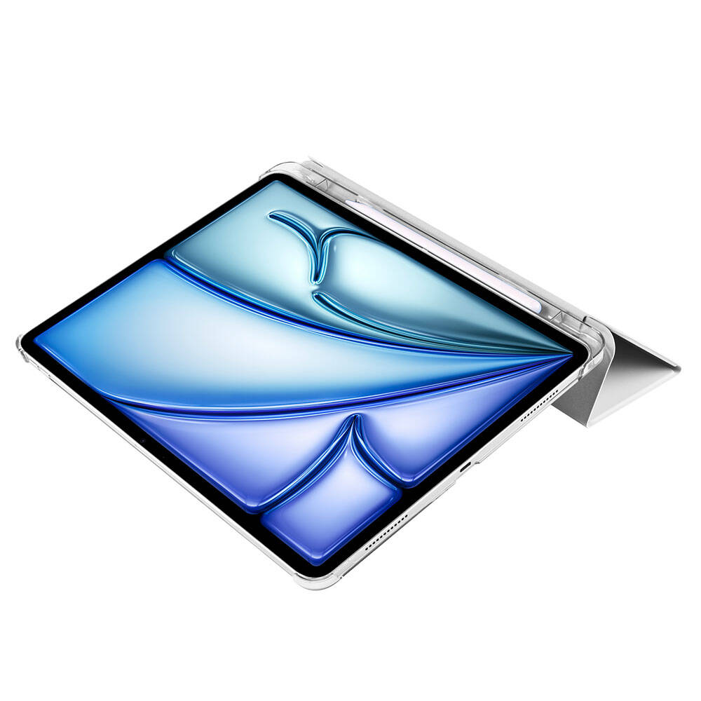 Apple iPad Pro 12.9 2020 (4.Nesil) Zore Smart Cover Kalem Bölmeli Standlı 1-1 Kılıf Pembe Koyu