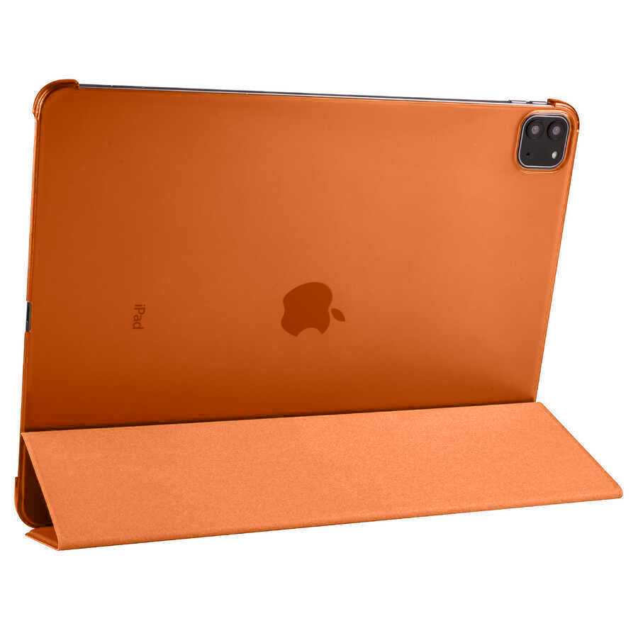 Apple iPad Pro 12.9 2021 (5.Nesil) Zore Smart Cover Standlı 1-1 Kılıf Turuncu