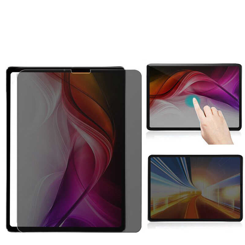 Apple iPad Pro 12.9 2022 M2 Zore Tablet Privacy Temperli Cam Ekran Koruyucu Siyah