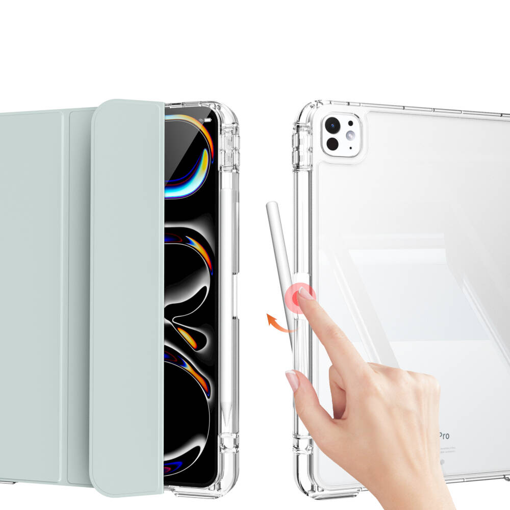 Apple iPad Pro 13 2024 Kılıf Magnetik Ayrılabilen Airbagli Zore Sliding Tablet Kılıfı Gri