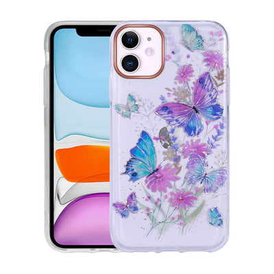 Apple iPhone 11 Kılıf Desenli Simli Sert Zore İnka Kapak NO4