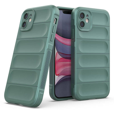 Apple iPhone 11 Kılıf Esnek TPU Oyuklu Arka Yüzey Tasarımlı Zore Etnik Silikon Kapak Koyu Yeşil