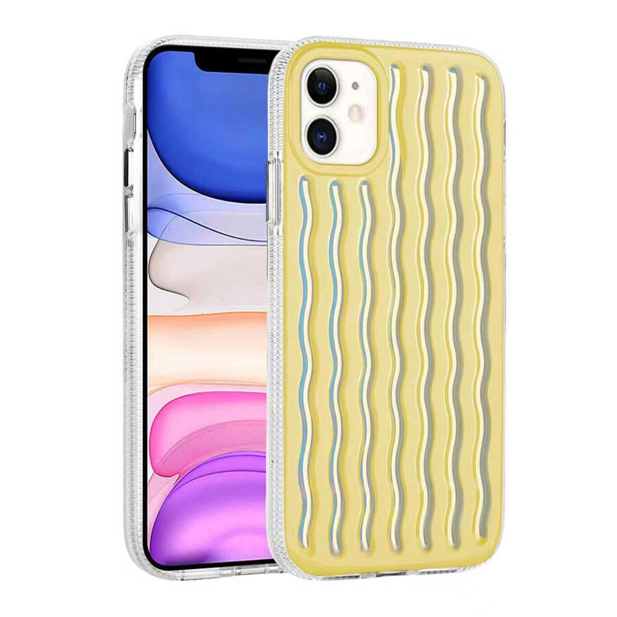 Apple iPhone 11 Kılıf Kabartmalı Dalga Tasarımlı Silikon Zore İsmira Kapak NO1