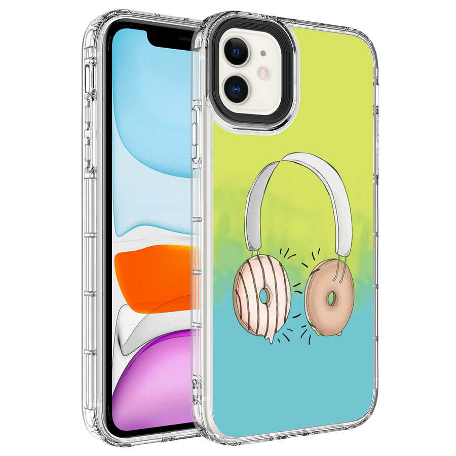 Apple iPhone 11 Kılıf Kamera Korumalı Renkli Desenli Sert Silikon Zore Korn Kapak