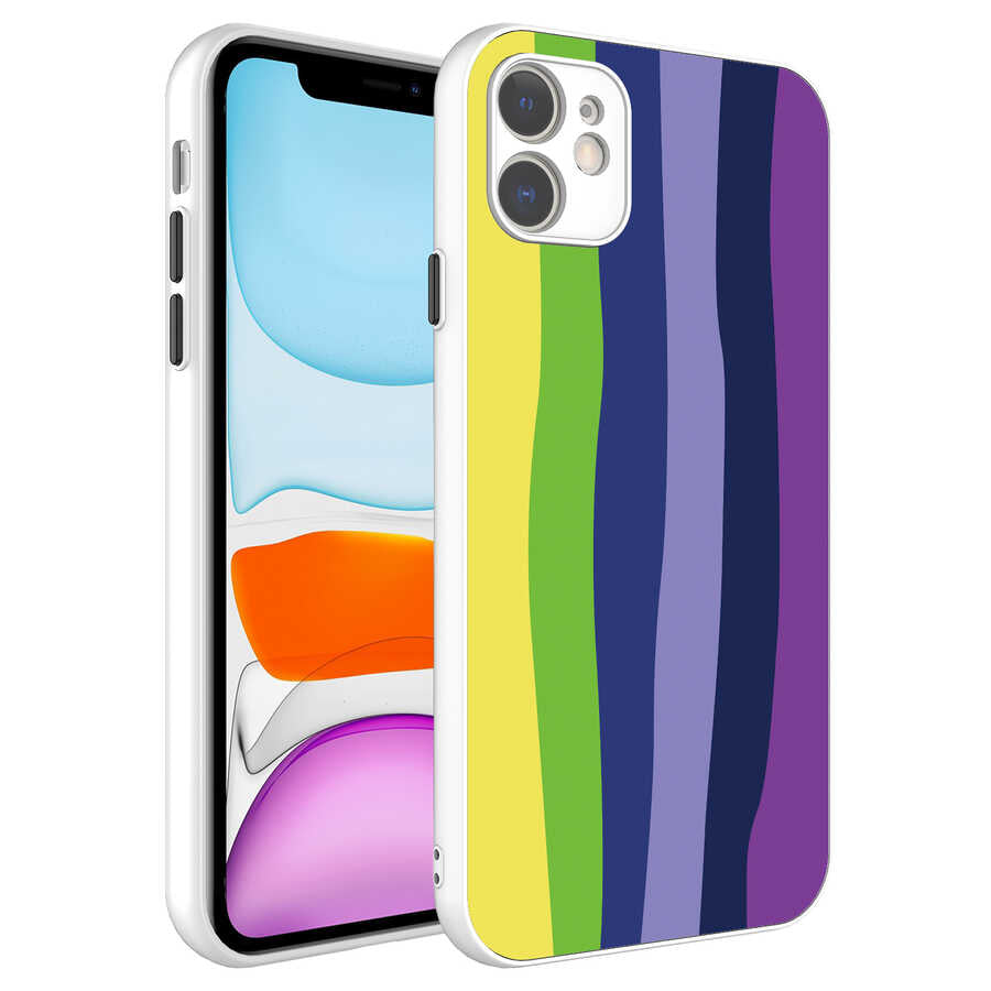 Apple iPhone 11 Kılıf Kamera Korumalı Renkli Temperli Zore X-Cam Kapak NO3