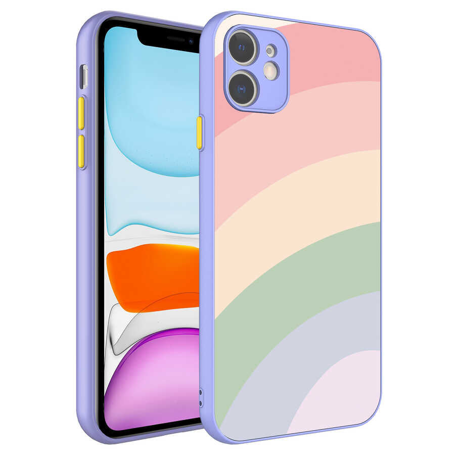 Apple iPhone 11 Kılıf Kamera Korumalı Renkli Temperli Zore X-Cam Kapak NO14