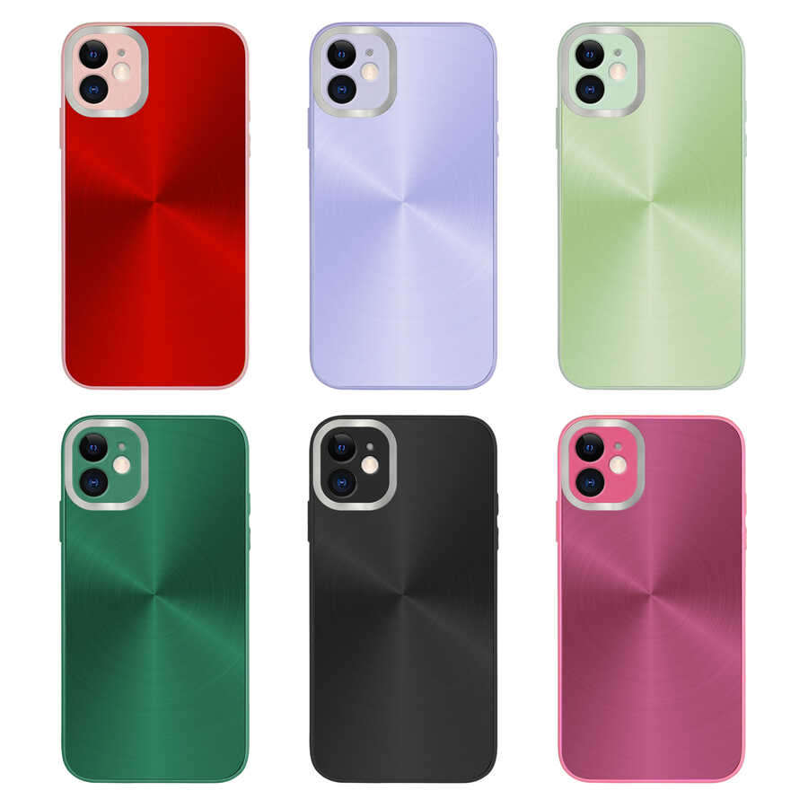 Apple iPhone 11 Kılıf Kamera Korumalı Sert Zore Desa Kapak Pembe Koyu